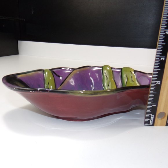 Vintage Clay Art C.A. Hand Painted Landscape Ceramic Nut Candy Serving Bowl VGC - Picture 9 of 9